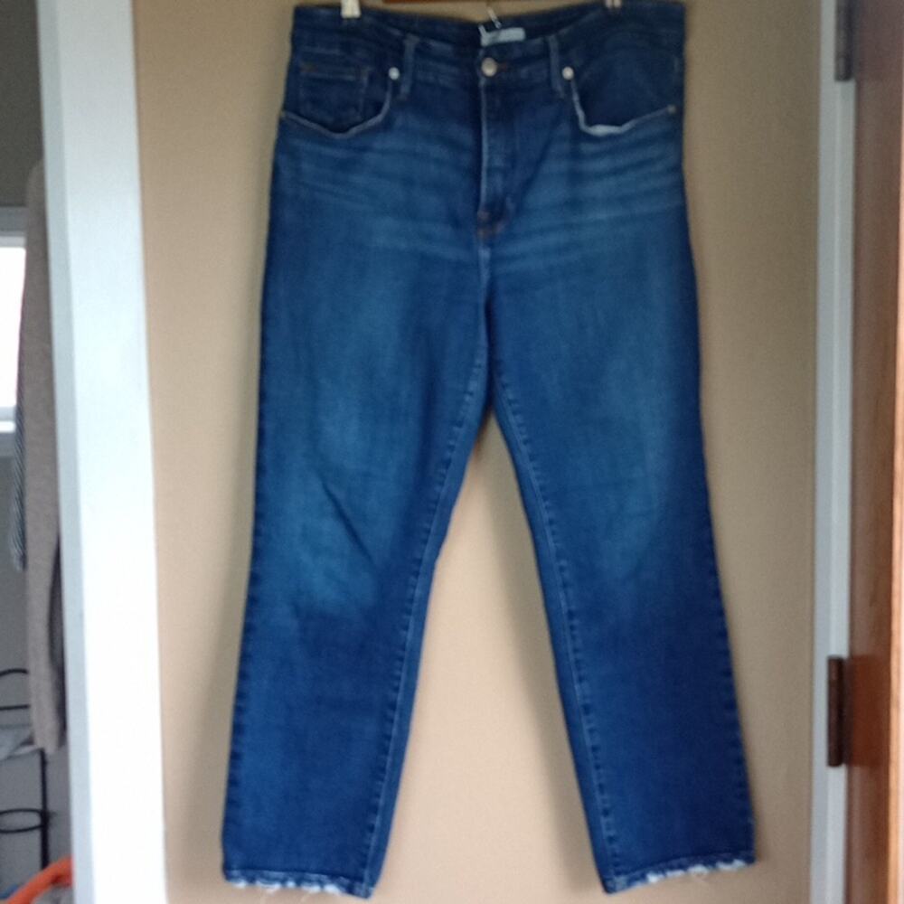 Good American Straight mid rise Good legs mid wash lightly distressed Size 14/32
